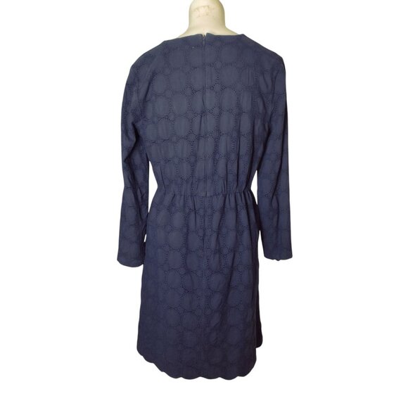 J Crew Crochet Lace Overlay Cotton Dress Size 6 Navy Career Boho READ - Picture 4 of 9